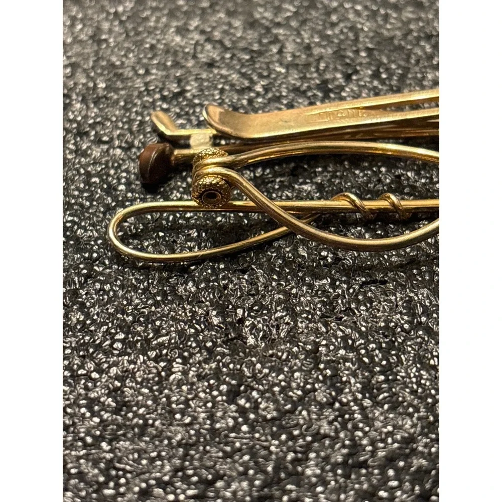 VTG Swank Tie Clip Lot Golf Clubs Fishing Rod Gold Tone‎ dad grandpa retirement